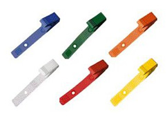 BRADY PEOPLE ID, ROYAL BLUE PLASTIC STRAP CLIP WITH KNURLED THUMB-GRIP, BAG OF 100